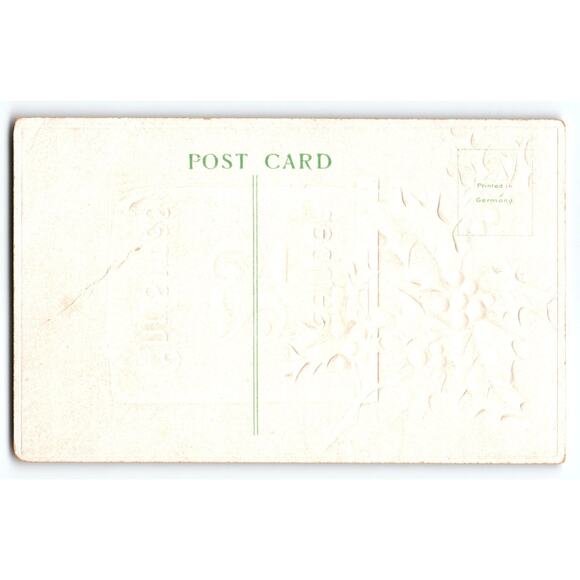 Vintage Christmas Postcard December 25 Holly Embossed Germany - Picture 2 of 2